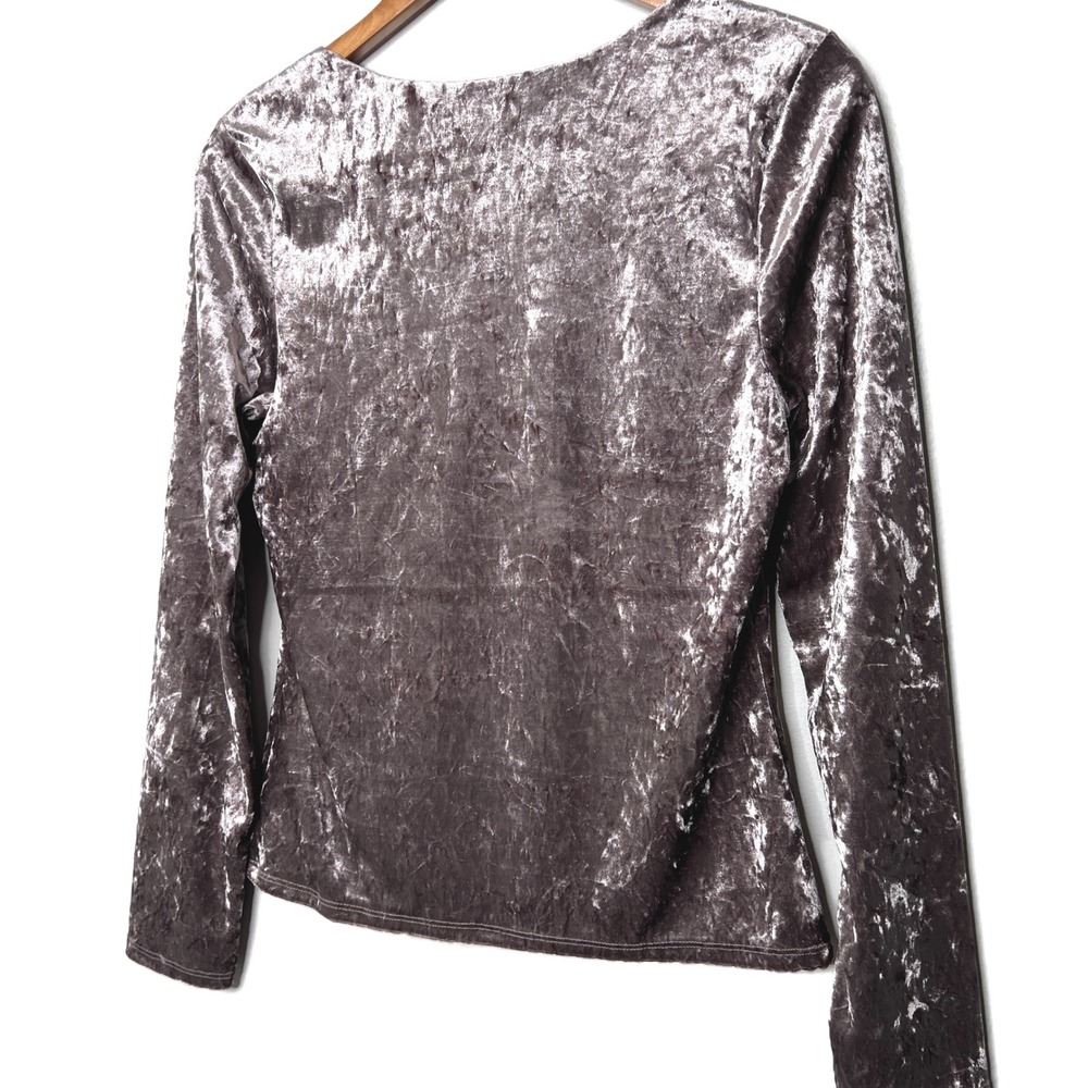 Express NWT‎ Womens Textured Velour Ruched Sweetheart Neck Long Sleeve Top M - Picture 5 of 8